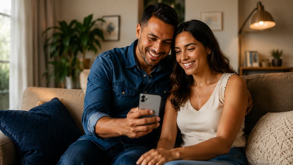 Casal consultando proposta de crédito pessoal no celular